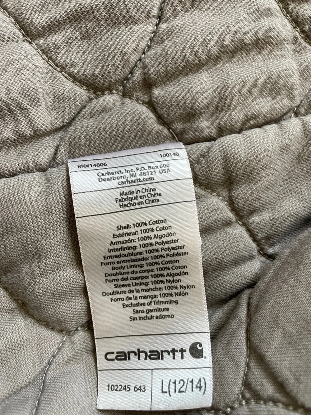 Carhartt Kids' Mauve Hooded Puffer-Style Work Jacket
